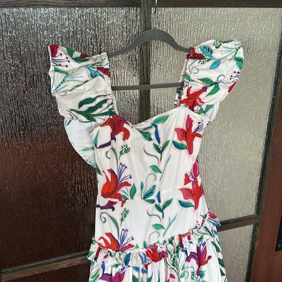 LA DoubleJ Red and Green Maxi Sundress with Flutter Sleeves - Picture 7 of 14